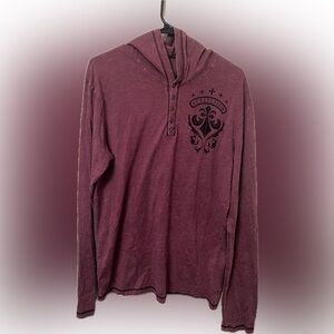 AFFLICTION Mens Button Long Sleeve Hoodie medium y2k gothic